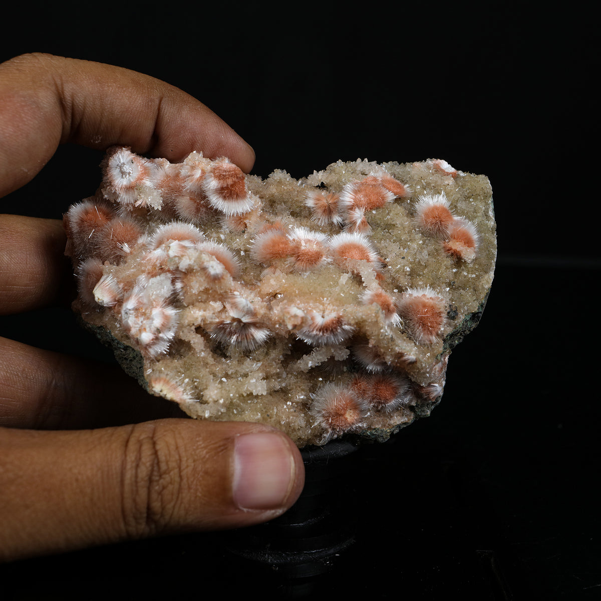 Orange Thomsonite with Mesolite Natural Mineral Specimen from Madhya Pradesh # B 7236