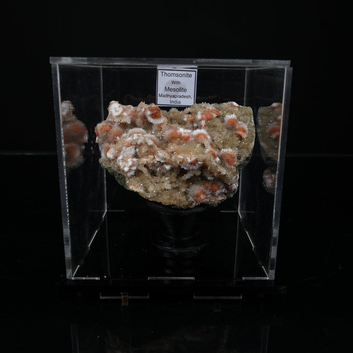 Orange Thomsonite with Mesolite Natural Mineral Specimen from Madhya Pradesh # B 7236