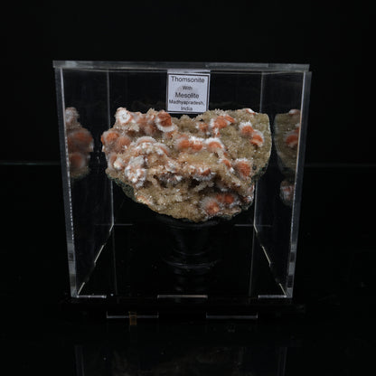 Orange Thomsonite with Mesolite Natural Mineral Specimen from Madhya Pradesh # B 7236