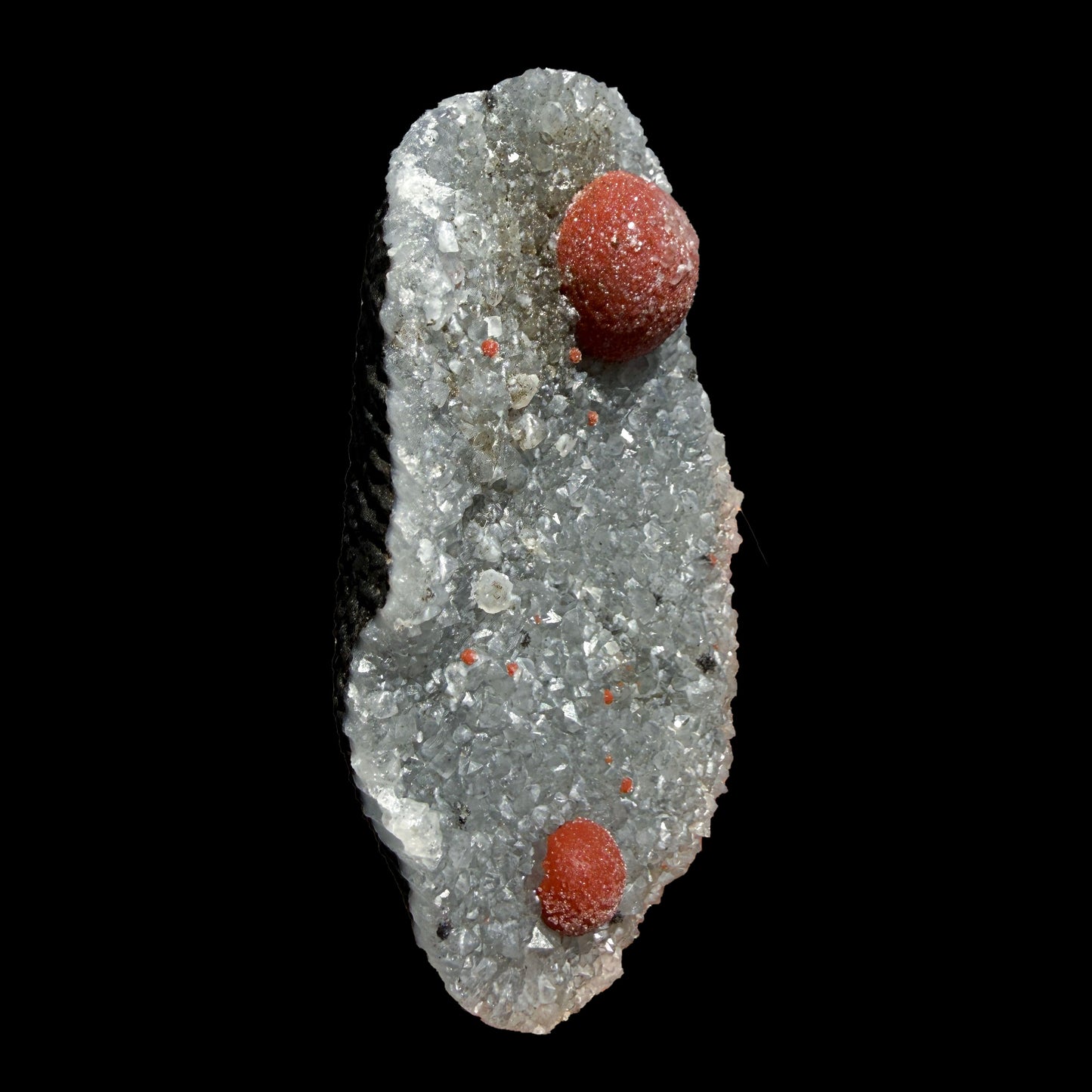 Botryoidal Red Fluorite on Quartz Plate – Indian Mineral Specimen from Nashik # B DKT133