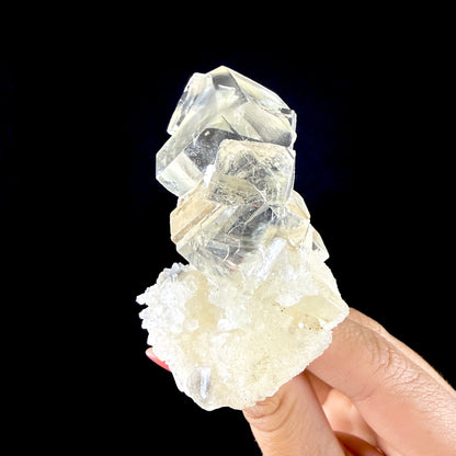 Clear Calcite Cluster on Chalcedony Matrix – Premium Zeolite Mineral from Jalgaon # DKT91