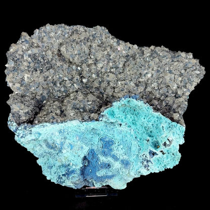 Blue Shattuckite With Quartz On Chrysocolla – Large Cabinet Mineral Specimen From Congo (Drc) – 13" Bowl Formation