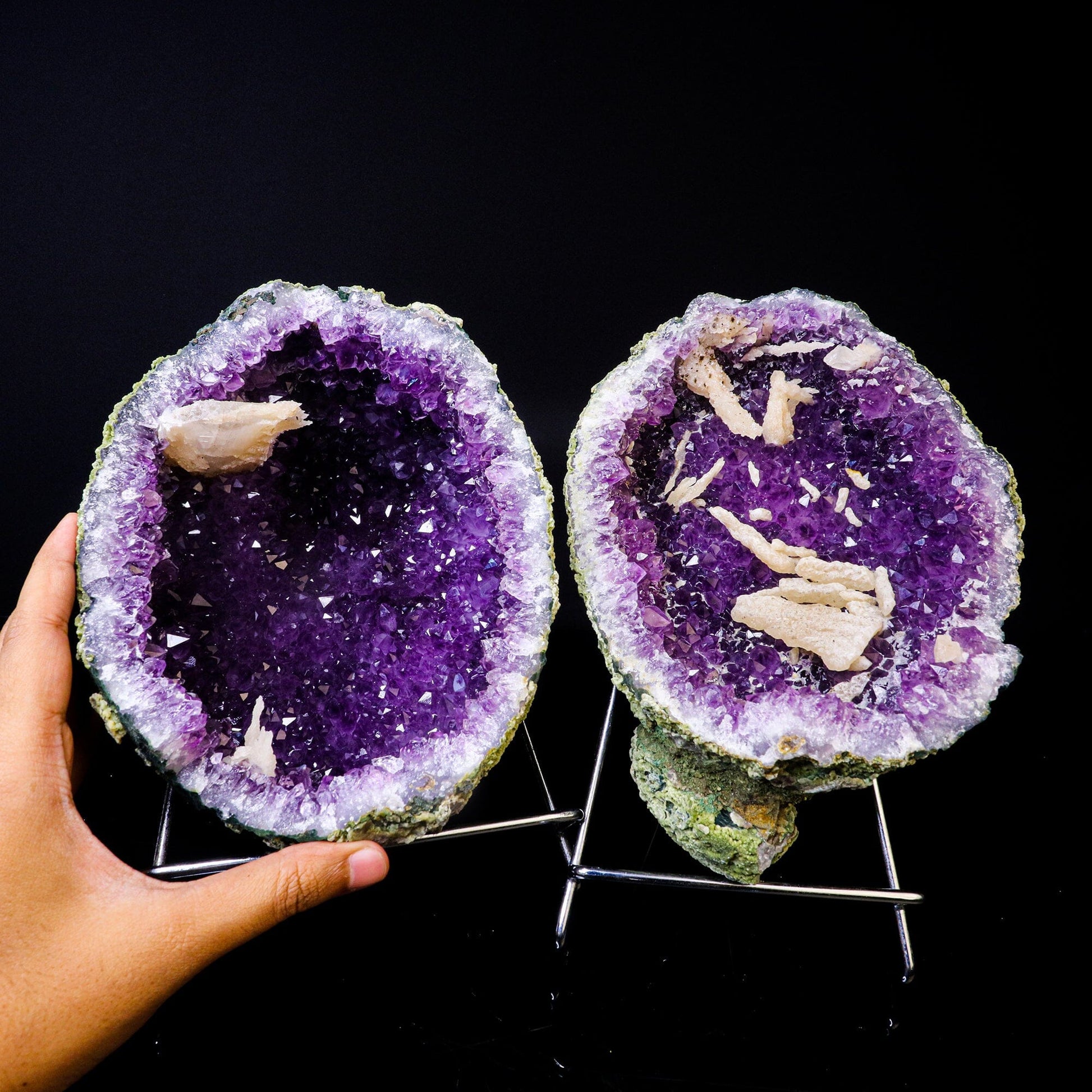 Amethyst Geode with Calcite Natural Mineral Specimen # B 6740 Amethyst Superb Minerals 