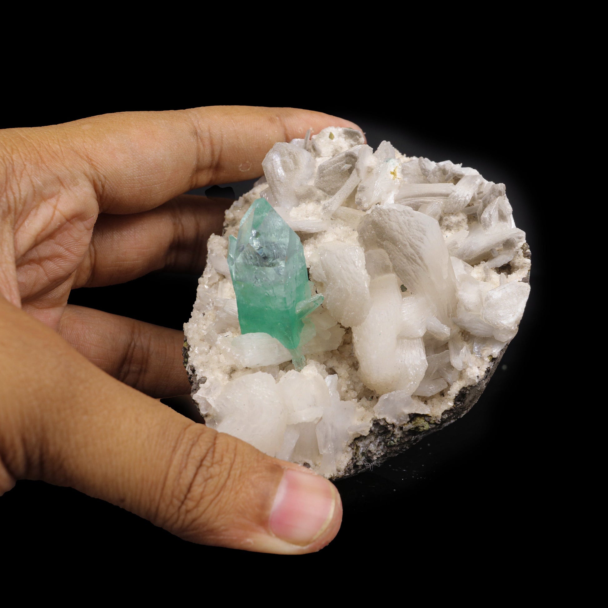 Apophyllite green with Stilbite Natural Mineral Specimen # B 6853