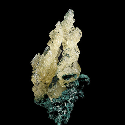 Architectural Stepped Yellow Calcite Cluster on Dark Celadonite Matrix - Rare Collector’s Cabinet Specimen from Jalgaon, India # B 7385 Calcite Superb Minerals 
