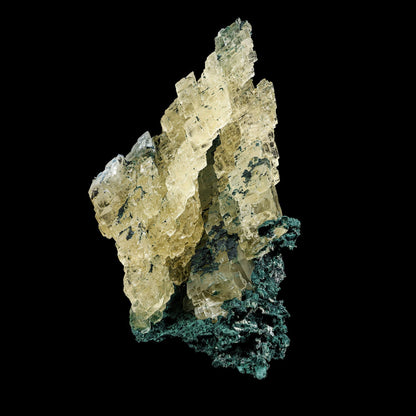 Architectural Stepped Yellow Calcite Cluster on Dark Celadonite Matrix - Rare Collector’s Cabinet Specimen from Jalgaon, India # B 7385 Calcite Superb Minerals 