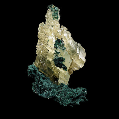 Architectural Stepped Yellow Calcite Cluster on Dark Celadonite Matrix - Rare Collector’s Cabinet Specimen from Jalgaon, India # B 7385 Calcite Superb Minerals 