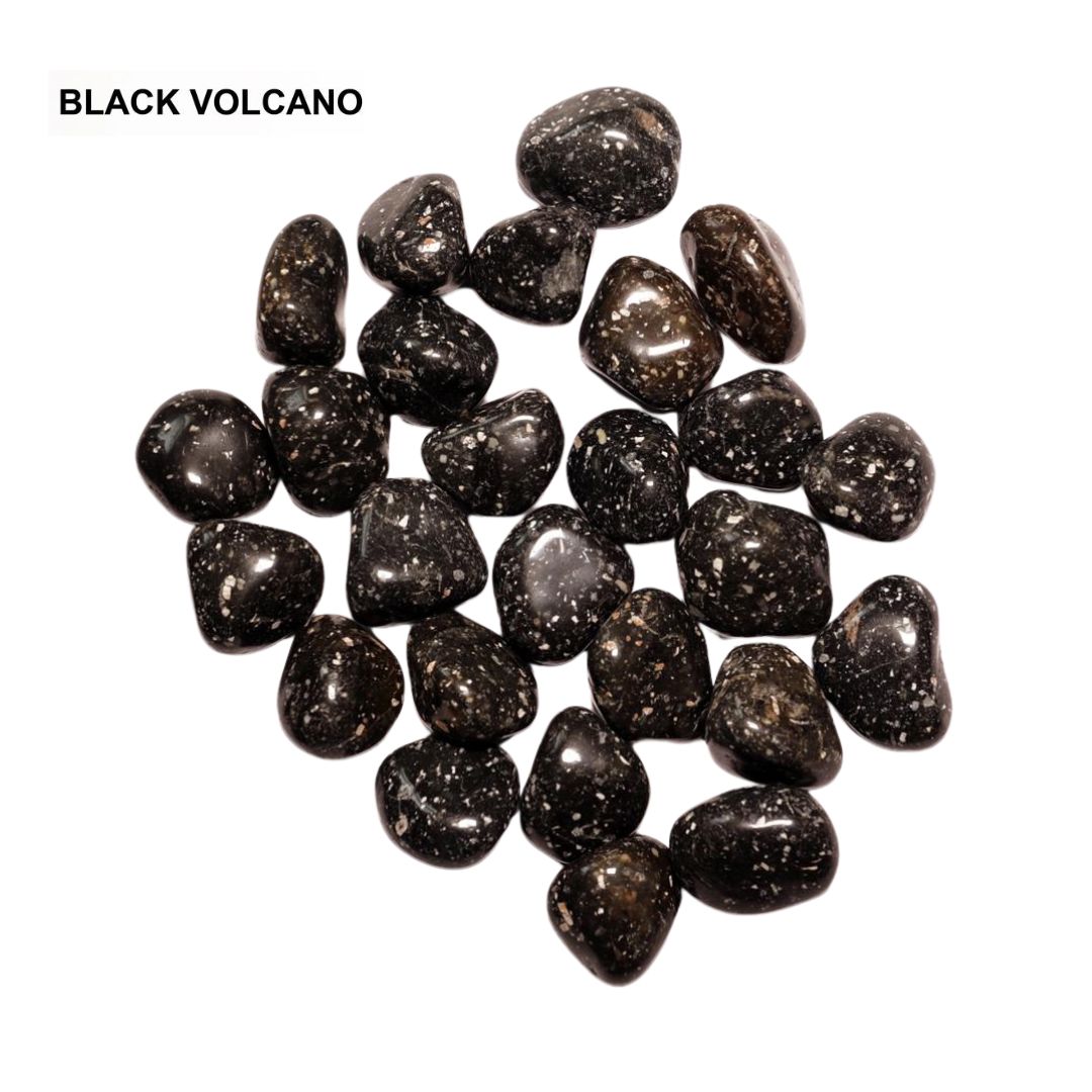 Black Volcano Tumbled Stones – 1 lb Bulk Bag | Polished Speckled Black Crystals Tumble Superb Minerals 