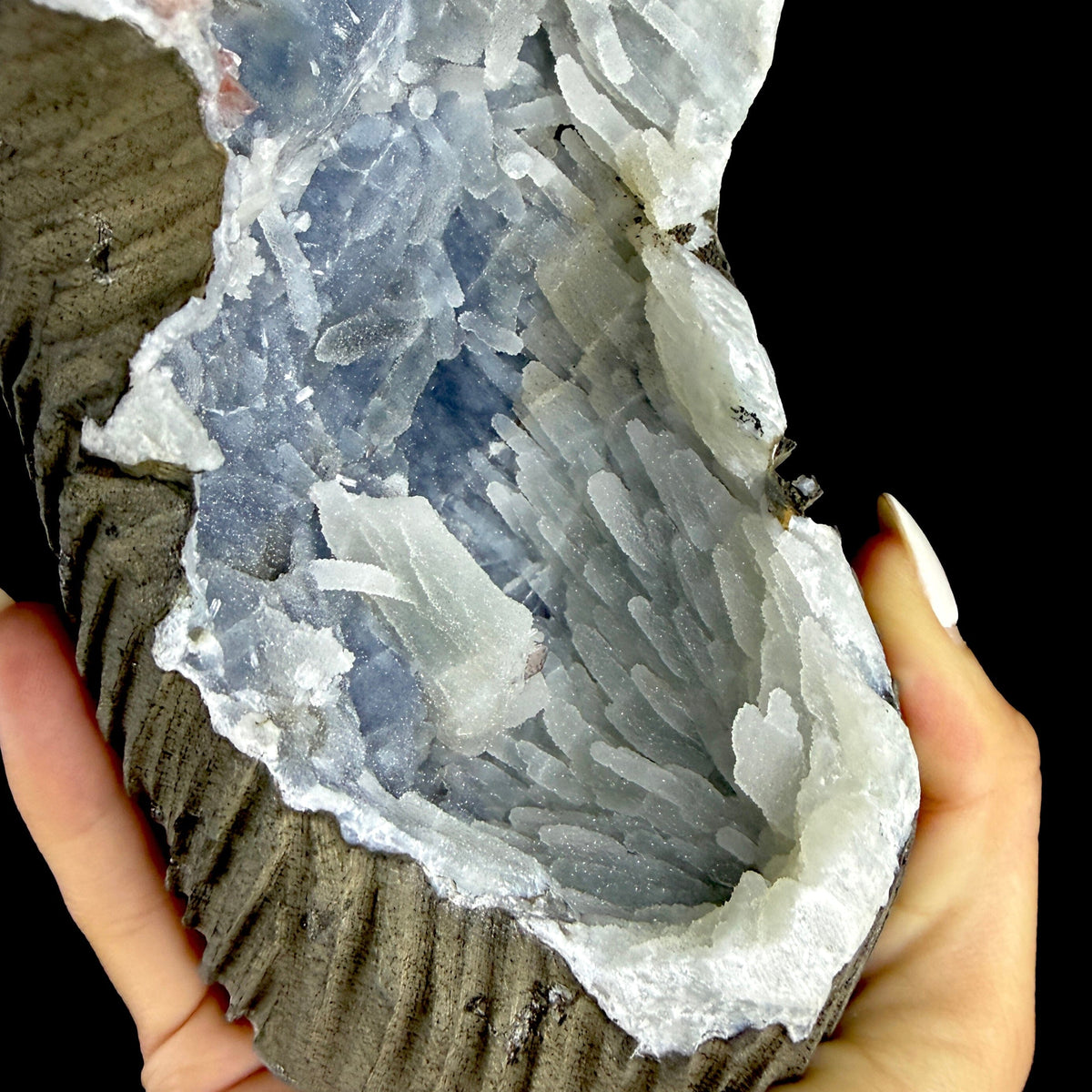 Blue Chalcedony with Pink Heulandite Crystals - Collector’s Large Cabinet Specimen from Jalgaon, India # DKT171 Heulandite Superb Minerals 