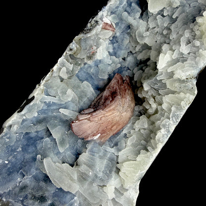 Blue Chalcedony with Pink Heulandite Crystals - Collector’s Large Cabinet Specimen from Jalgaon, India # DKT171 Heulandite Superb Minerals 