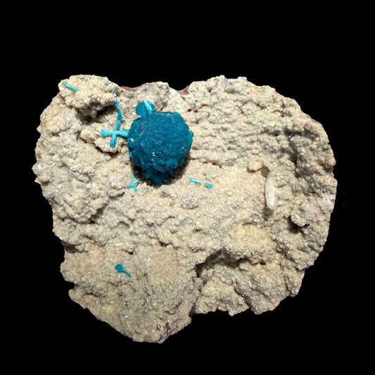 Botryoidal Cavansite on Sparkling Heulandite Matrix – Rare Indian Zeolite Mineral Specimen from Pune # B DKT136 Cavansite Superb Minerals 