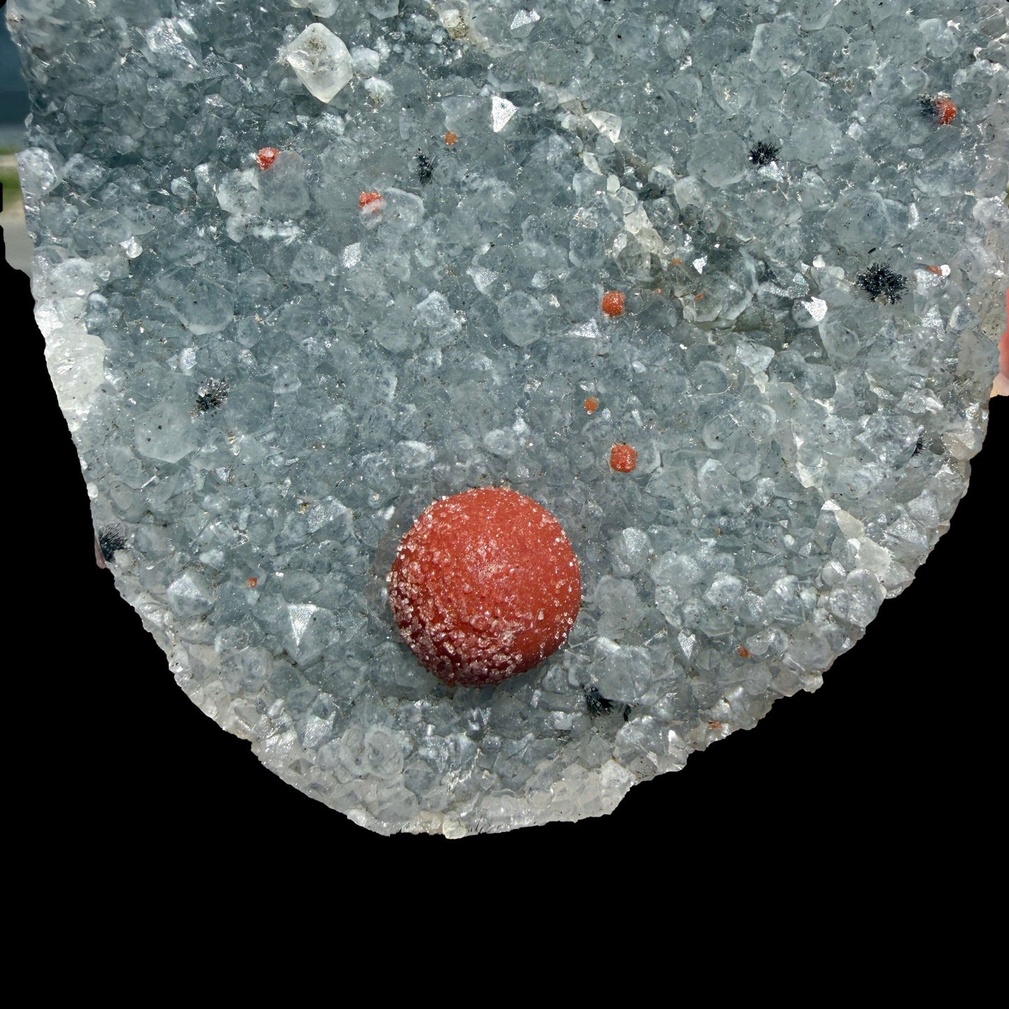 Botryoidal Red Fluorite on Quartz Plate – Indian Mineral Specimen from Nashik # B DKT133 Fluorite Superb Minerals 