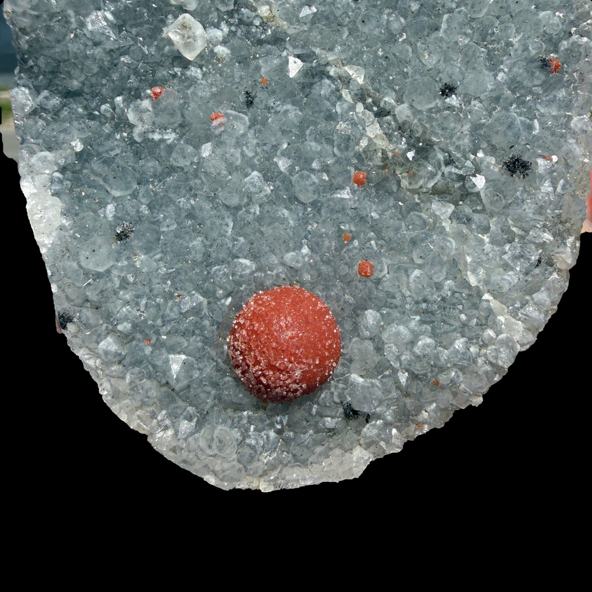 Botryoidal Red Fluorite on Quartz Plate – Indian Mineral Specimen from Nashik # B DKT133 Fluorite Superb Minerals 