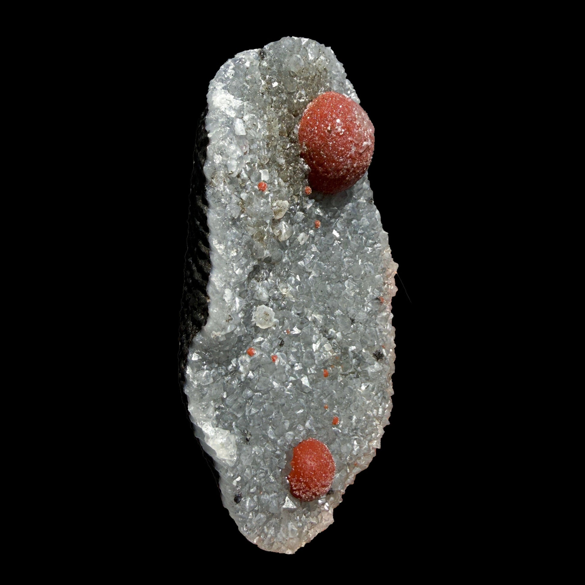 Botryoidal Red Fluorite on Quartz Plate – Indian Mineral Specimen from Nashik # B DKT133 Fluorite Superb Minerals 