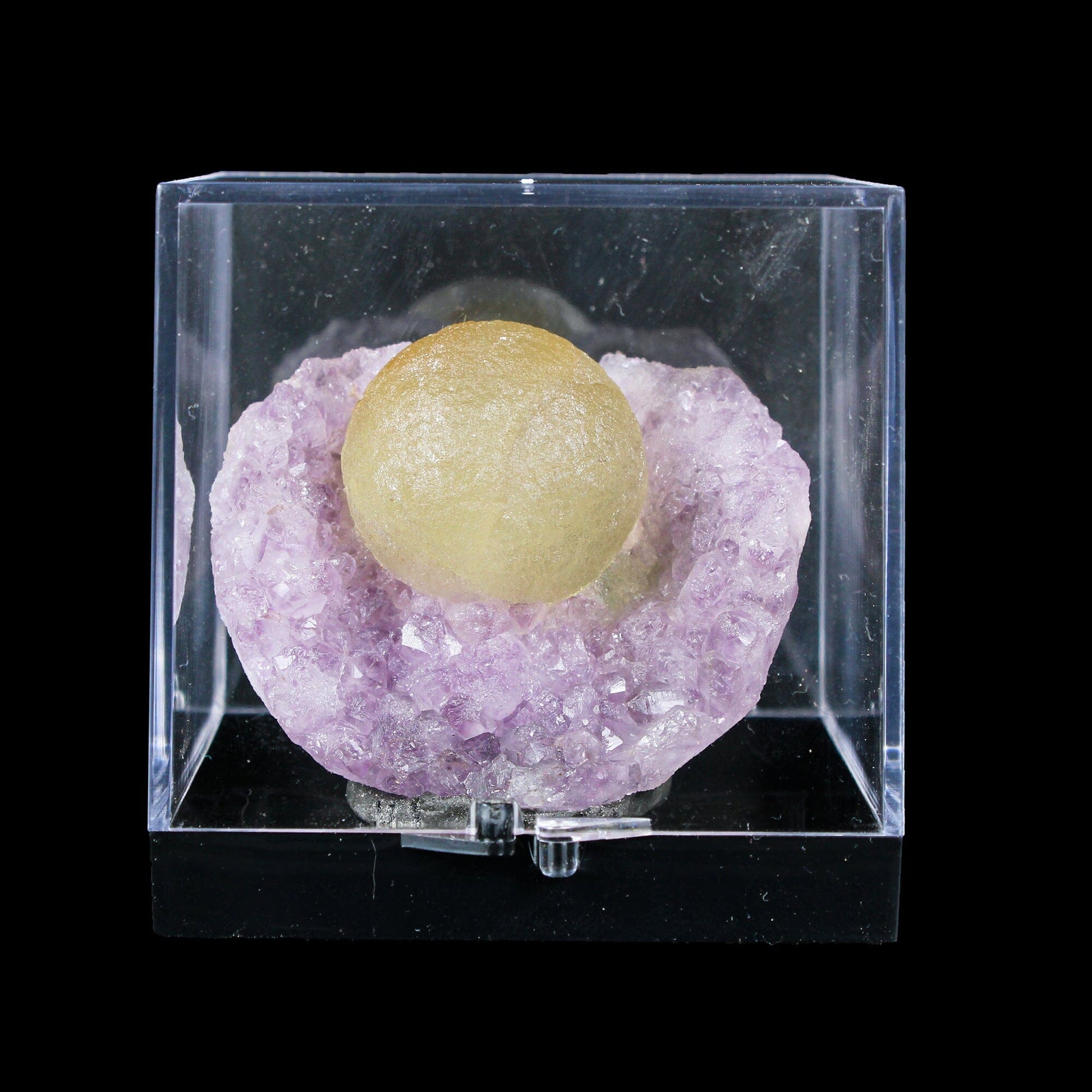 Botryoidal Yelllow Fluorite on Amethyst – Natural Mineral Specimen # B 7170 Fluorite Superb Minerals 
