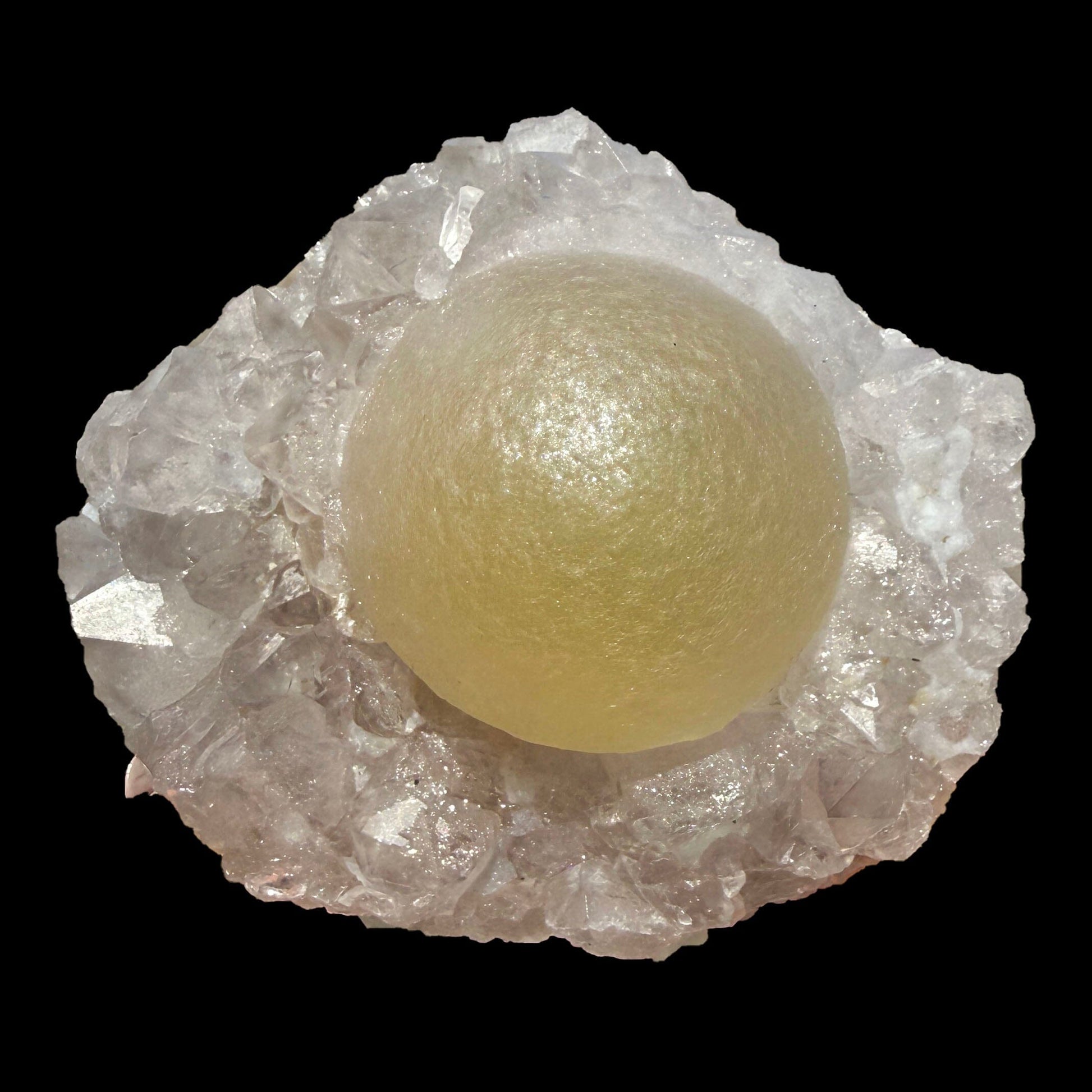 Botryoidal Yellow Fluorite on Amethyst Quartz Cluster – Natural Mineral Specimen from Madhya Pradesh # DKT102 Fluorite Superb Minerals 