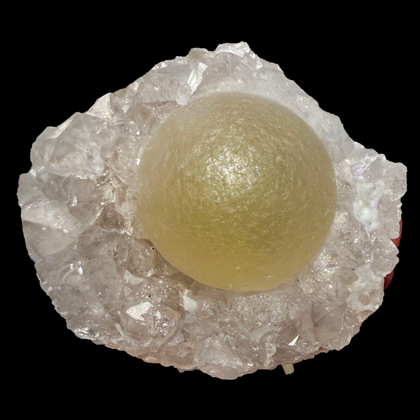 Botryoidal Yellow Fluorite on Amethyst Quartz Cluster – Natural Mineral Specimen from Madhya Pradesh # DKT102 Fluorite Superb Minerals 