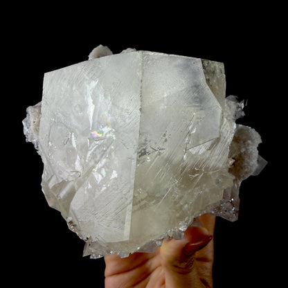 Calcite Cluster with Fluorapophyllite on Shimmering Chalcedony Matrix – Rare Indian Mineral Specimen from Jalgaon DKT130 Calcite Superb Minerals 
