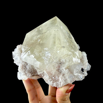 Calcite Cluster with Fluorapophyllite on Shimmering Chalcedony Matrix – Rare Indian Mineral Specimen from Jalgaon DKT130 Calcite Superb Minerals 