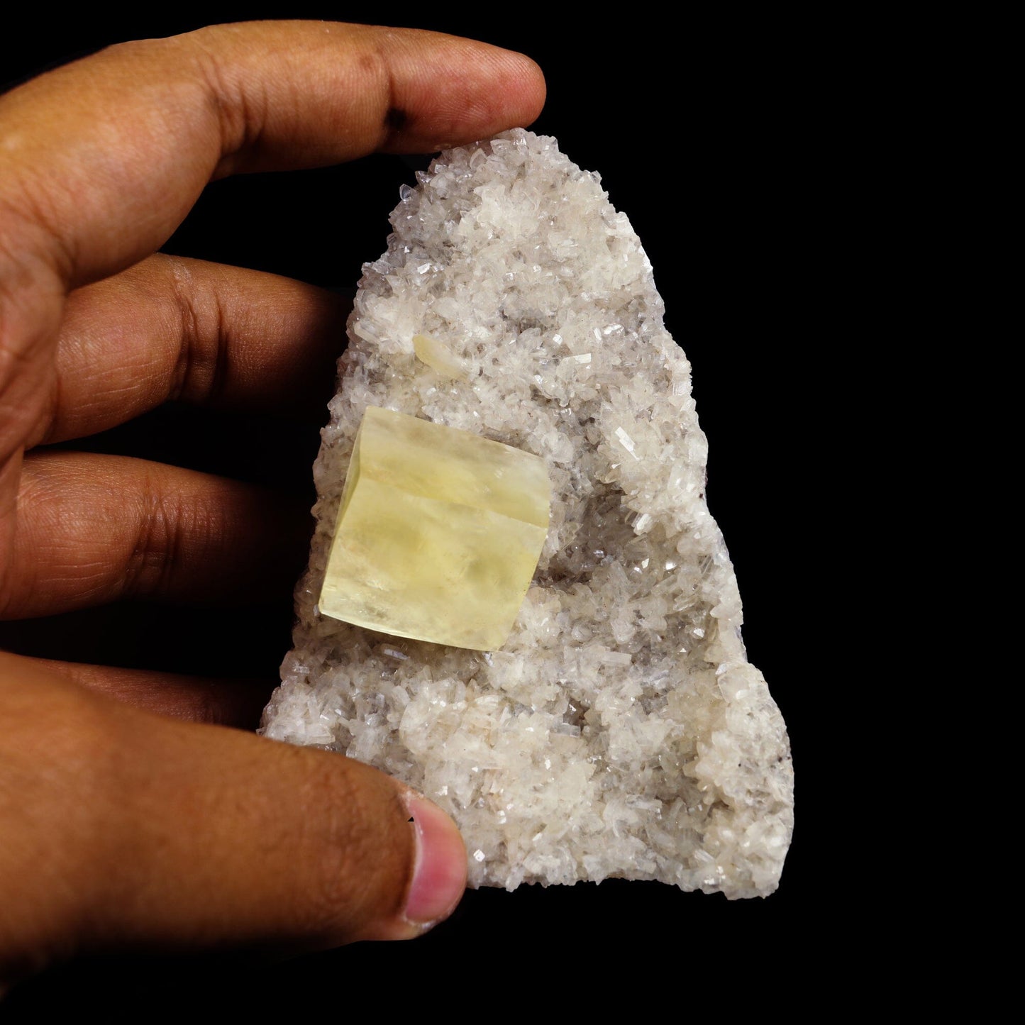 Calcite Cube with Heulandite free standing Natural Mineral Specimen