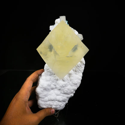 Calcite on Mordenite Matrix – Unique Diamond-Shaped Yellow Mineral Specimen from Sambhaji Nagar # B 7186 Calcite Superb Minerals 