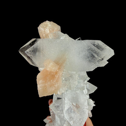 Clear Apophyllite Pyramid Cluster with Stilbite – Zeolite Mineral from Jalgaon,India # DKT108 Apophyllite Superb Minerals 