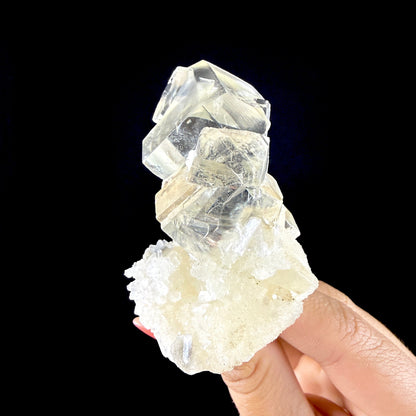 Clear Calcite Cluster on Chalcedony Matrix – Premium Zeolite Mineral from Jalgaon # DKT91 Calcite Superb Minerals 