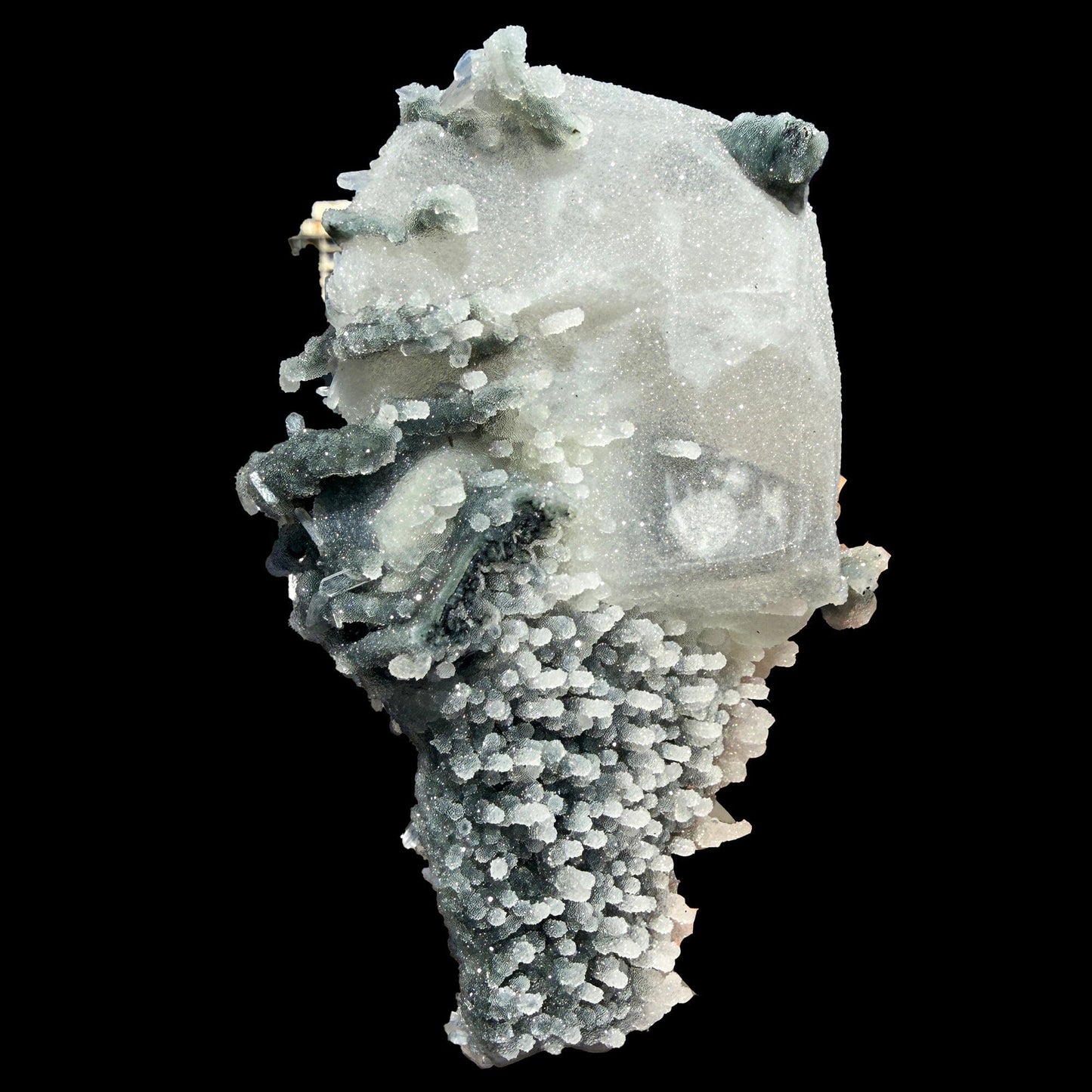 Coated Calcite with Gemmy Chalcedony Stalactites – Jalgaon, India | Rare Zeolite Mineral Specimen # DKT27 Calcite Superb Minerals 