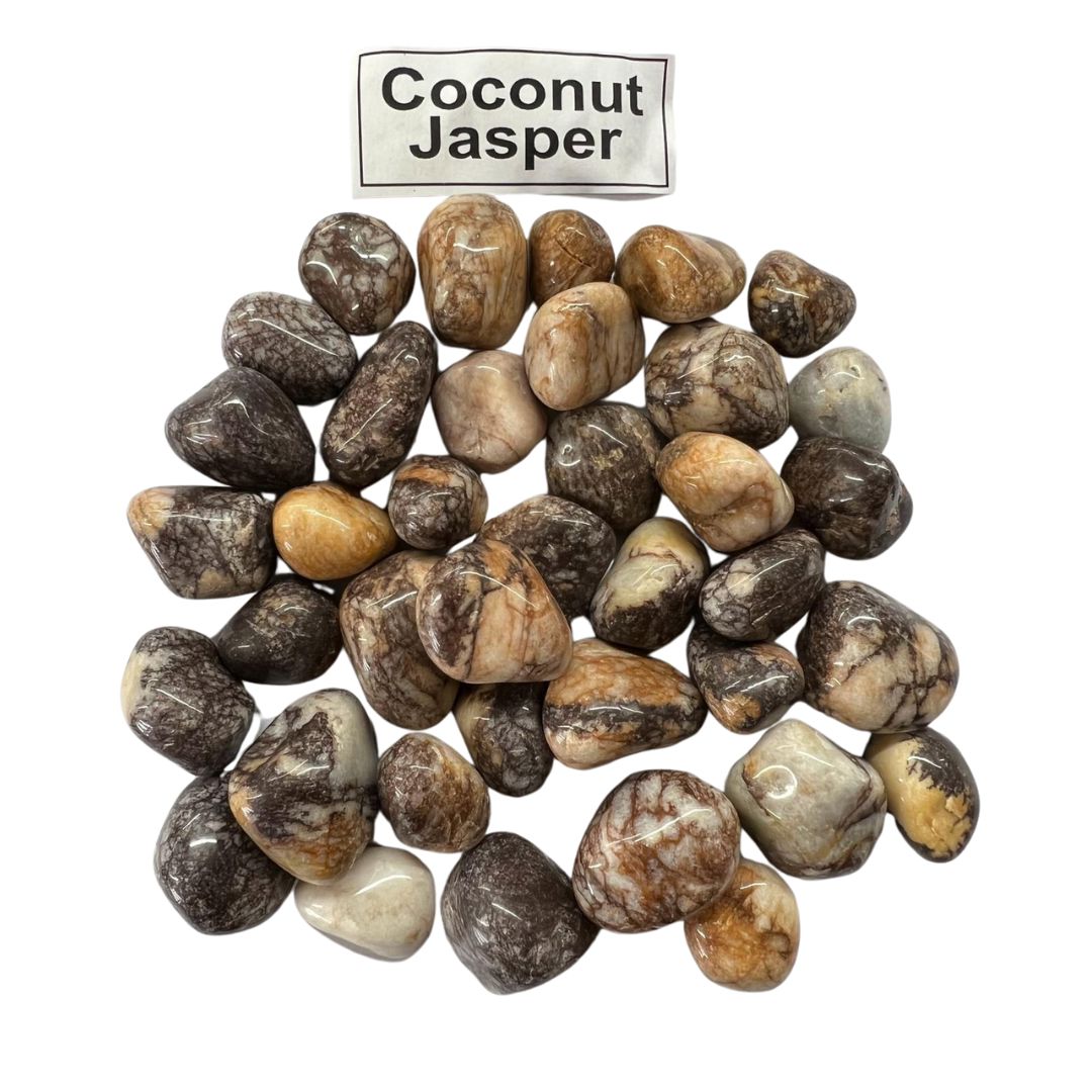 Coconut Jasper Tumbled Stones – 1 lb Bulk Bag | Polished Cream & Brown Jasper Tumble Superb Minerals 