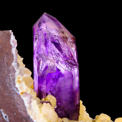 Collector Grade - Rare Enhydro Amethyst with Yellow Calcite on Matrix – Natural Moving Water Bubble Inside Amethyst Specimen # B 7169 Amethyst Superb Minerals 