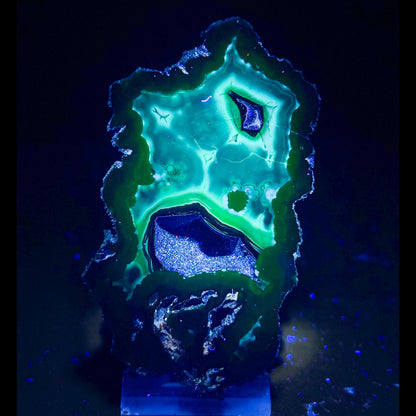 Crater Agate – Fluorescent Chalcedony Quartz Specimen from Chubut , Argentina (UV Reactive) # B 7184 Crater Agate Superb Minerals 