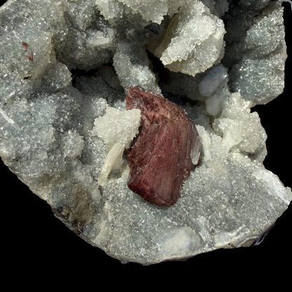 Deep Red Heulandite & Stilbite in Sparkling Chalcedony Geode – Indian Zeolite Mineral from Jalgaon # B DKT107 Heulandite Superb Minerals 