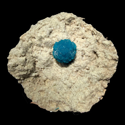Electric-Blue Botryoidal Cavansite Rosette on Sparkling Heulandite Matrix – Rare Indian Zeolite Mineral Specimen from Pune # B DKT132 fluorite Superb Minerals 
