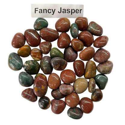 Fancy Jasper Tumbled Stones – 1 lb Bulk Bag | Polished Multicolor Red, Green & Gold Jasper Tumble Superb Minerals 