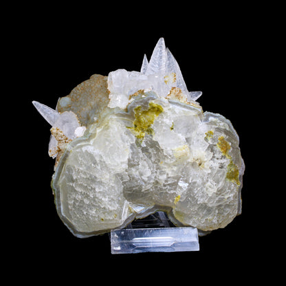 Fluorescent Dogtooth Calcite on Chalcedony-Coated Calcite Matrix – UV Reactive Natural Mineral Specimen from MadhyaPradesh, India # B 7132 Calcite Superb Minerals 