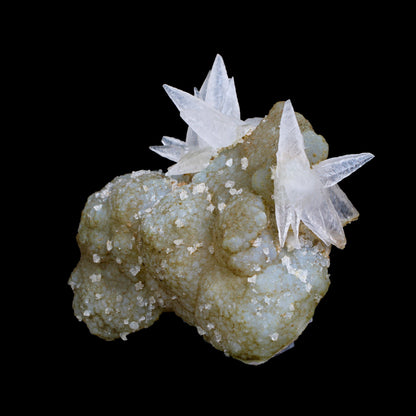 Fluorescent Dogtooth Calcite on Chalcedony-Coated Calcite Matrix – UV Reactive Natural Mineral Specimen from MadhyaPradesh, India # B 7132 Calcite Superb Minerals 