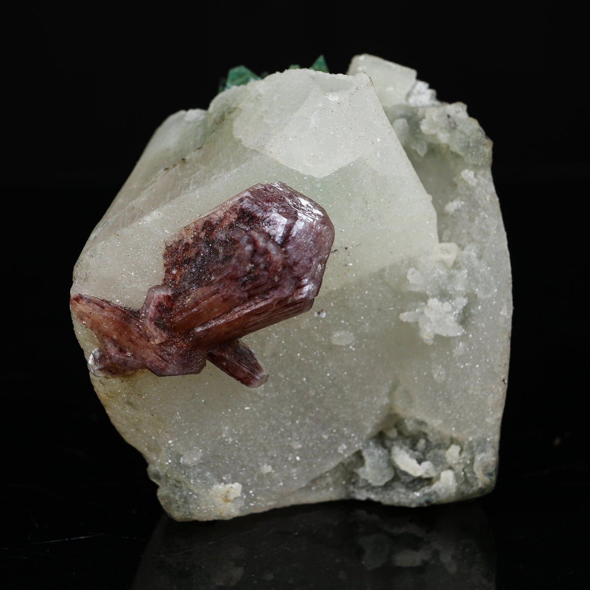 Gemmy Emerald-Green Apophyllite "Flower" Spray with White Calcite & Stilbite Matrix - Collector’s Specimen from Jalgaon, India # B 7204 Apophylite Superb Minerals 