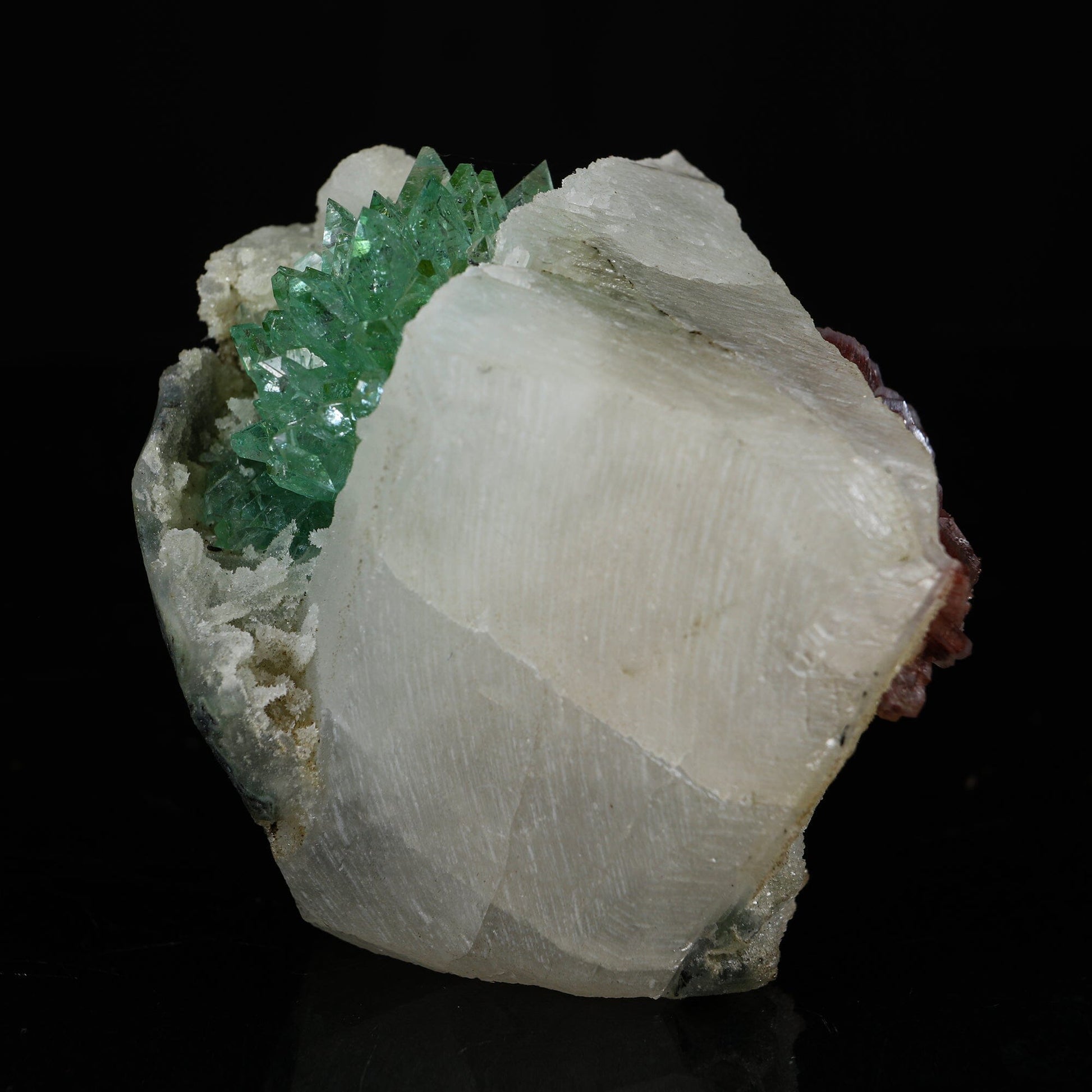 Gemmy Emerald-Green Apophyllite "Flower" Spray with White Calcite & Stilbite Matrix - Collector’s Specimen from Jalgaon, India # B 7204 Apophylite Superb Minerals 