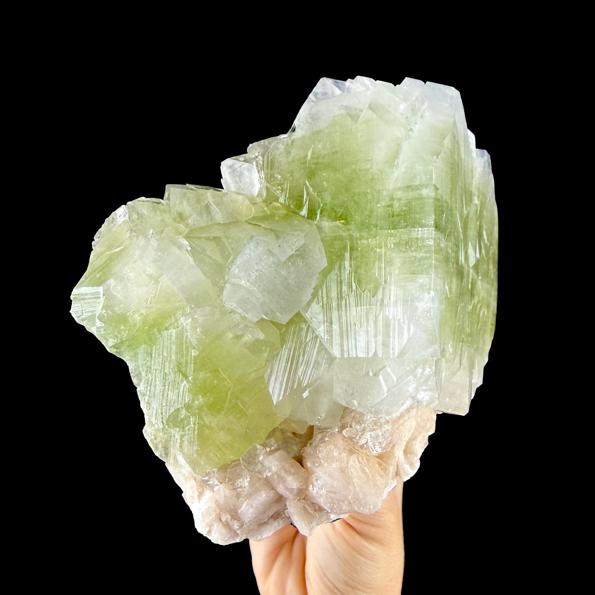 Giant Prismatic Green Apophyllite Crystal Block with Peach Stilbite - Collector’s Museum Cabinet Specimen from Nashik, India # DKT169 Apophyllite Superb Minerals 
