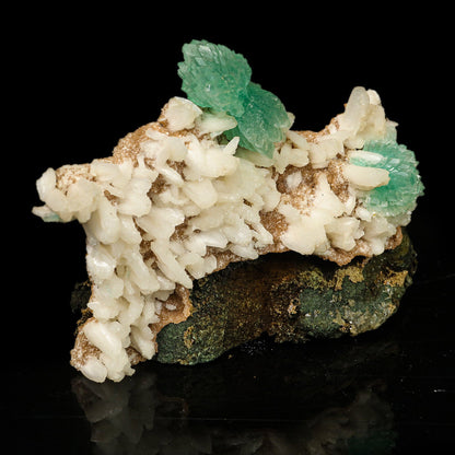 Green Apophyllite Bow with Stilbite Free Standing Natural Mineral Specimen # B 6774 Apohyllite Superb Minerals 