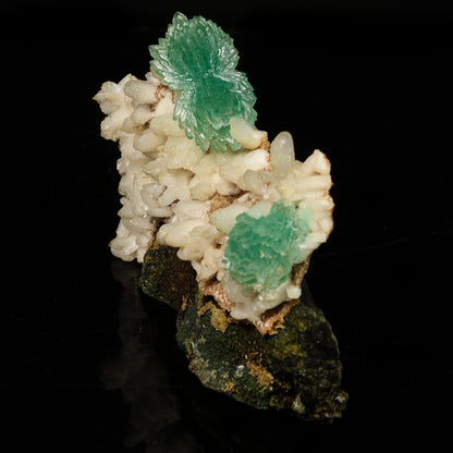 Green Apophyllite Bow with Stilbite Free Standing Natural Mineral Specimen # B 6774 Apohyllite Superb Minerals 