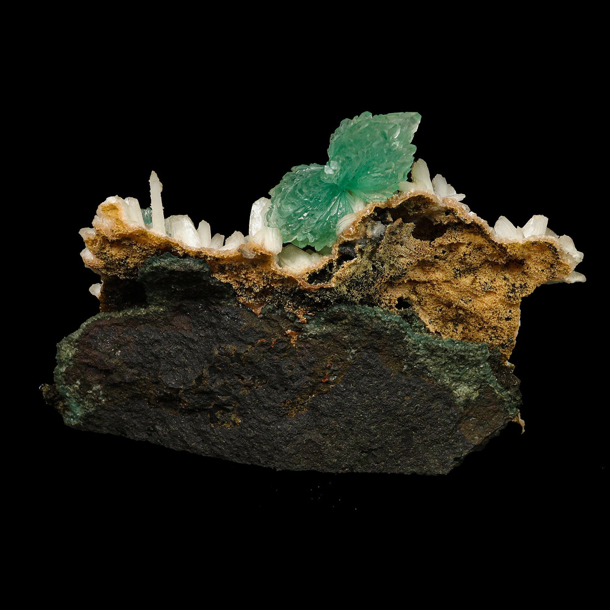 Green Apophyllite Bow with Stilbite Free Standing Natural Mineral Specimen # B 6774 Apohyllite Superb Minerals 
