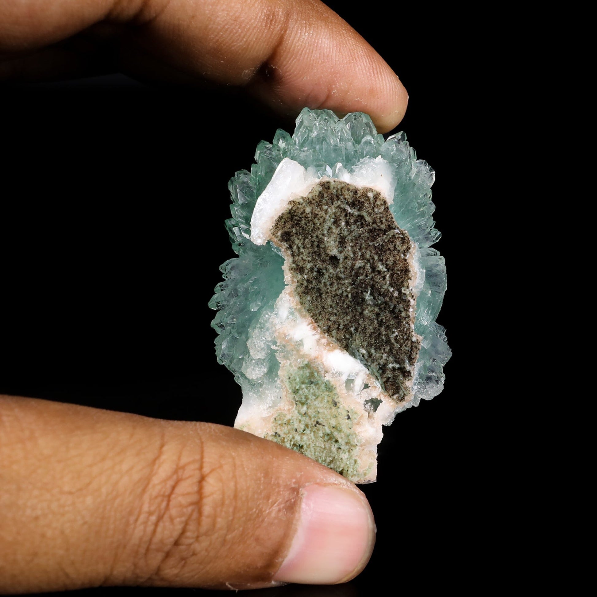 Green Apophyllite Bow with Stilbite Natural Mineral Specimen # B 6843 Apophyllite Superb Minerals 