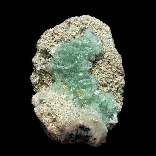Green Apophyllite Crystal Cluster on Chalcedony Matrix – Rare Indian Zeolite Mineral Specimen # DKT51 Apophyllite Superb Minerals 