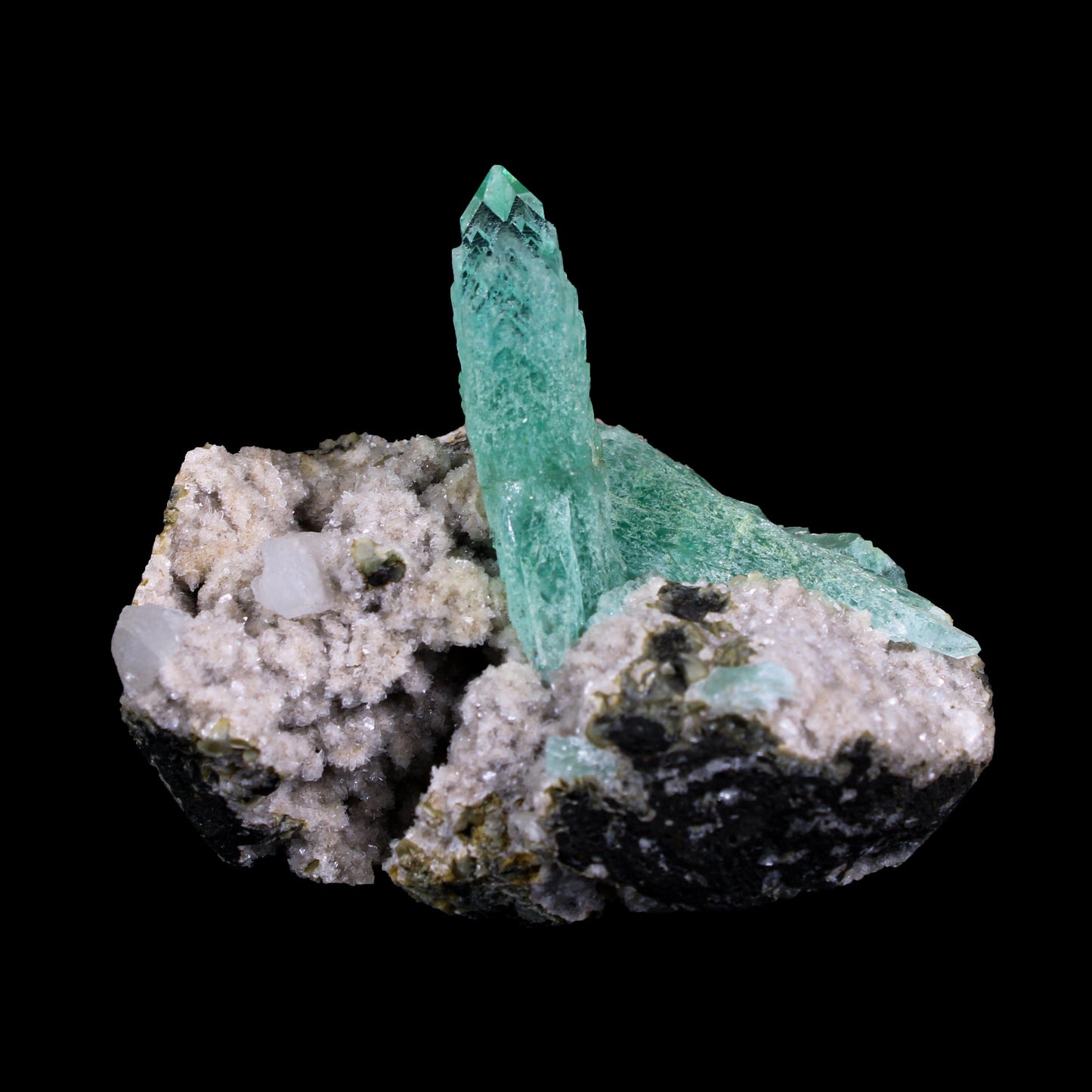 Green Apophyllite Crystal on Stilbite , Heulandite Matrix | Rare Indian Zeolite Specimen | Sharp Terminated Apophyllite Formation # G 7131 Apohyllite Superb Minerals 