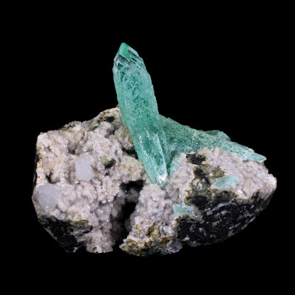 Green Apophyllite Crystal on Stilbite , Heulandite Matrix | Rare Indian Zeolite Specimen | Sharp Terminated Apophyllite Formation # G 7131 Apohyllite Superb Minerals 