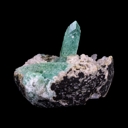 Green Apophyllite Crystal on Stilbite , Heulandite Matrix | Rare Indian Zeolite Specimen | Sharp Terminated Apophyllite Formation # G 7131 Apohyllite Superb Minerals 