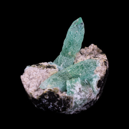 Green Apophyllite Crystal on Stilbite , Heulandite Matrix | Rare Indian Zeolite Specimen | Sharp Terminated Apophyllite Formation # G 7131 Apohyllite Superb Minerals 