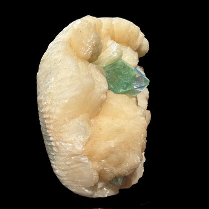 Green Apophyllite Crystal Tip on Stilbite Matrix – Rare Indian Zeolite Mineral Specimen from Maharashtra DKT60 Apophyllite Superb Minerals 