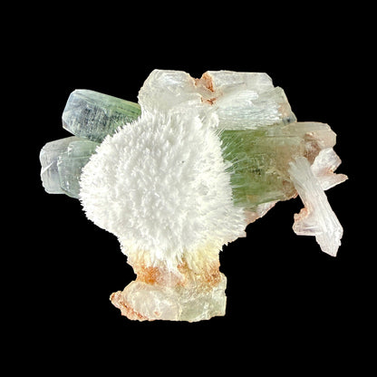 Green Apophyllite Crystal with Scolecite & Stilbite Cluster from Nashik, Maharashtra, India DKT85 Apohyllite Superb Minerals 